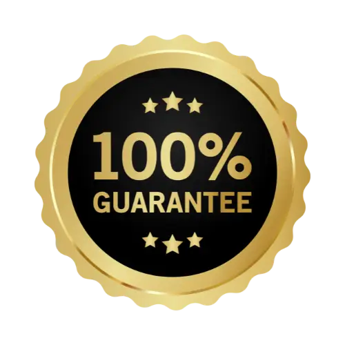 A gold circular badge on a black background reads 100% GUARANTEE with stars above and below, reinforcing Zerochem Las Vegas service confidence.